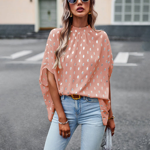 Color-Pink-Silver Shirt Women Autumn Office Design Long Sleeve Shirt-Fancey Boutique