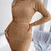 Color-Khaki-Autumn Winter Casual Twist Cropped Baring Sweater Hip Skirt Women Clothing-Fancey Boutique