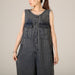 Color-Loose Jumpsuit Personality Wool Tassel Hanging Crotch Wide Leg Cropped Jeans Korean-Fancey Boutique