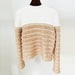 Color-Goods Autumn Winter Stars Women Jacket Striped Color Stitching Knitted Cardigan Coat Pink-Fancey Boutique