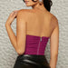 Color-Trend Sexy Boning Corset Boning Corset Pleated Zipper Mesh Tube Top cropped Outfit Top for Women-Fancey Boutique