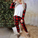 Color-Winter Long Sleeve Home Wear Women Plaid round Neck Christmas Loose Casual Suit-Fancey Boutique