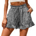 Color-Gray-Summer Women Clothing Chiffon Printed Casual Pocket Nipped Waist Shorts-Fancey Boutique