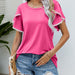 Color-Coral Red-Women Clothing Summer Round Neck Tassel Tulip Sleeve T Shirt Casual Top Women-Fancey Boutique