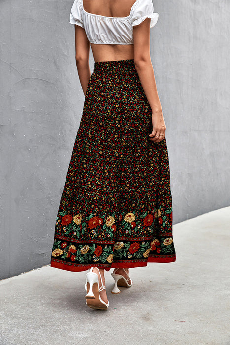 Color-Women Clothing Spring Summer High Waist Floral Long Skirt-Fancey Boutique