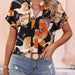 Color-Women Clothing Summer Painted Color Printing V neck Short Sleeve Women Top-Fancey Boutique