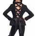 Color-Black-Sexy Socialite Autumn Collar Long Sleeve Slim Back Bow Design Backless Blazers-Fancey Boutique