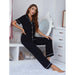 Color-Pajamas Solid Color Buttons Short-Sleeved Trousers Women Home Wear Two-Piece Suit-Fancey Boutique