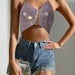 Color-Summer Inner Wear Slim Backless Fishnet Rhinestone Tassel Suspender Vest-Fancey Boutique