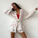 Color-Artificial Silk Heart Printing Lace up Shorts Pajamas Suit Comfortable Breathable Ladies Homewear-Fancey Boutique