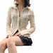 Color-Autumn Winter Lace See through Slim Collared Sexy Bottoming Shirt Women-Fancey Boutique