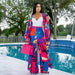 Color-Spring Autumn Casual Set Printed Cardigan Shawl Long Sleeve Wide Leg Trousers Two Piece Set-Fancey Boutique