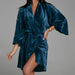 Color-Fall Home Wear Crystal Velvet Deep V Plunge Plunge Sexy 3/4 Sleeve Nightgown Comfortable Bathrobe Warm Women Pajamas-Fancey Boutique