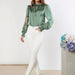 Color-Emerald Green-Women Shirt Autumn Arrival Elegant Solid Color Round Neck Long Sleeve Lace up Straight Satin Blouse-Fancey Boutique
