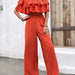 Color-Summer Sexy Ruffles off Shoulder Top High Waist Casual Straight Leg Long-Fancey Boutique