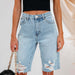 Color-Summer Urban Casual Ordinary Water Washed Hole Women Denim Straight-Leg Pants-Fancey Boutique