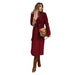 Color-Burgundy-Autumn Winter Women Clothing Solid Color Polo Collar Long Sleeved Woolen Coat Simple Lace up Trench Coat-Fancey Boutique