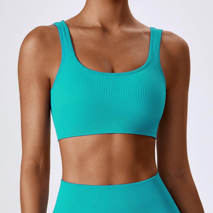 Color-Tiffany Blue-Seamless Beauty Back Yoga Bra Outer Wear Running Exercise Underwear Tight Fitness Yoga Clothes Women-Fancey Boutique