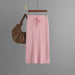 Color-Pink-Women Knitted Skirt Type Hip Skirt Solid Color Ice Silk Mid Length Wool Skirt-Fancey Boutique