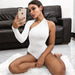 Color-Fall Winter Women Clothing Sexy Backless Halter Long Sleeve Tight Bodysuit Women Bodysuit-Fancey Boutique