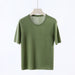 Color-Pine Needle Green/White-Neckline Cuff Color Matching Extrafine Wool Knitwear Spring Summer Casual Women Top Bottoming Shirt Inner Wear-Fancey Boutique