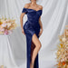 Color-Evening Dress Women Clothing Dress Sexy Young Sheath Long off the Shoulder High Slit Dress-Fancey Boutique