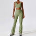 Color-Bra Trousers Bean Green-Autumn Shockproof Nude Feel Yoga Suit Quick Drying Tight Fitness Suit Casual Sports Suit Women Clothing-Fancey Boutique
