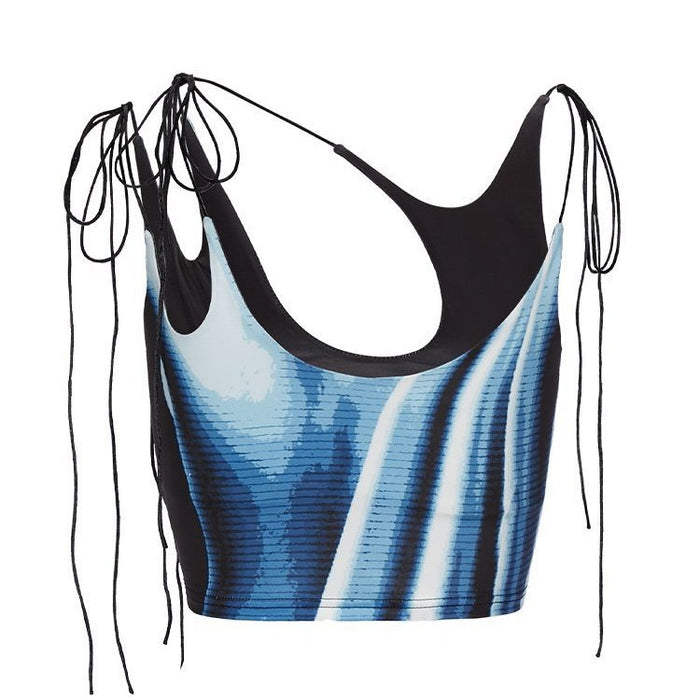 Color-Sexy Street Body Print Strap Vest-Fancey Boutique