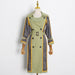 Color-Multi-Celebrity Trench Coat Autumn Personalized Double Breasted Plaid Stitching Mid Length Baggy Coat-Fancey Boutique