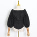 Color-Solid Color Slim Fit Shirt Autumn Lantern Sleeve off Shoulder Single Breasted Shirt for Women-Fancey Boutique