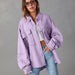 Color-violet-Casual Denim Jacket Autumn Washed Solid Color Mid Length Jacket-Fancey Boutique