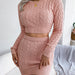 Color-Pink-Autumn Winter Casual Twist Cropped Baring Sweater Hip Skirt Women Clothing-Fancey Boutique