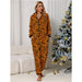 Color-Autumn Winter Women Long Sleeved Trousers Home Casual Breathable Hood Flannel Jumpsuit-Fancey Boutique