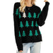 Color-Christmas Tree Jacquard Christmas Sweater Women Casual Pullover Sweater-Fancey Boutique