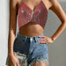 Color-Summer Inner Wear Slim Backless Fishnet Rhinestone Tassel Suspender Vest-Fancey Boutique