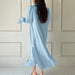 Color-Early Spring Solid Color Long Sleeve Stand Collar Design Shirt Dress Women French Casual Slit Maxi Dress-Fancey Boutique