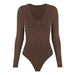 Color-Autumn Winter Bottoming Shirt Tight Sexy Women Clothing Modal Long Sleeve V-neck Bodysuit-Fancey Boutique
