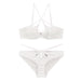 Color-White Suit-French Sexy Underwear Glossy Cutout Eyelash Lace Thin Soft Steel Ring Criss Cross Strap Push up Bra Set-Fancey Boutique