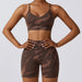 Color-Brown Bra Shorts-Camouflage Printing Seamless Yoga Suit Quick Drying High Waist Running Fitness Tight Sports Suit-Fancey Boutique