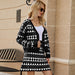 Color-Women Clothing Spring V neck Cardigan Knitting Suit A line Skirt Jacquard Classic Two Piece Set-Fancey Boutique