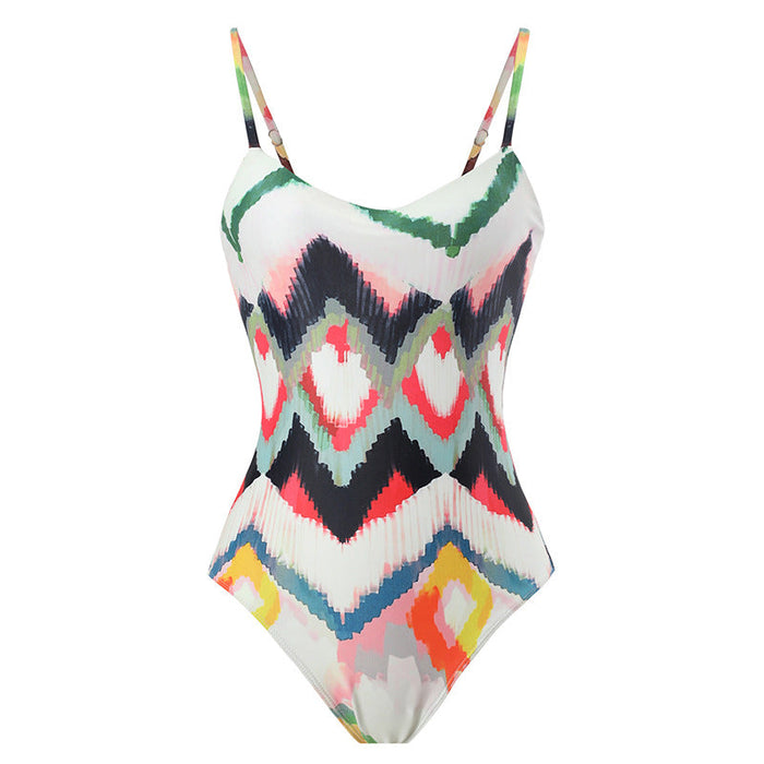Color-One Piece Swimsuit-Two Piece Beach Swimsuit Suit Gradient Tie Dye Sheath Dress Swimsuit-Fancey Boutique