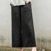 Color-Black-Spring Summer Cotton Linen Women Artistic Washed Lace up Linen Casual Straight Through Cropped Pants Women Cotton Linen Wide Leg Pants-Fancey Boutique