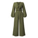 Color-Green-Women Autumn Clothing Cardigan Bundle Long Sleeve Top Wide Leg Trousers two piece set-Fancey Boutique