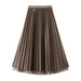Color-Coffee-Double Sided Pleated Skirt Gauze Skirt Autumn Winter A Line Skirt Belly Covering Skirt-Fancey Boutique