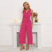 Color-Summer Women Clothing Sleeveless V neck Flounce Pleated Jumpsuit-Fancey Boutique