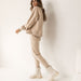 Color-Autumn Winter Sweater Casual Set Solid Color Lazy Drop Shoulder Sleeve round Neck Shirt Beam Foot Length Rain Pants-Fancey Boutique