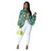 Color-Light Green-Casual round Neck Loose Long Sleeves Top Digital Printed Women-Fancey Boutique