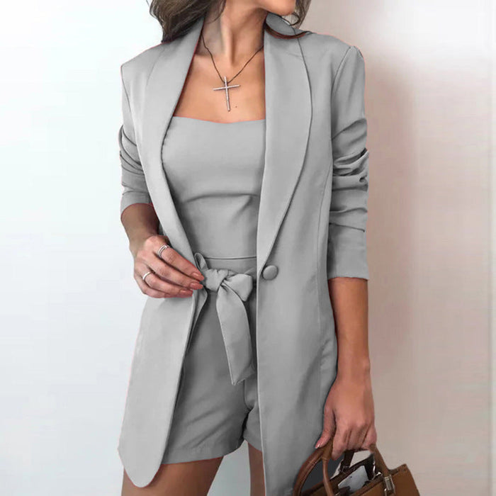 Color-Spring Summer Solid Color Vest Blazer Fashion High Waist Shorts Women Clothing-Fancey Boutique