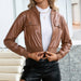 Color-Casual Short Long Sleeve Solid Color Faux Leather Motorcycle Leather Jacket Coat Top Women-Fancey Boutique