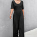 Color-Black-Spring Summer Short Sleeve U Collar Loose Wide Leg Jumpsuit-Fancey Boutique